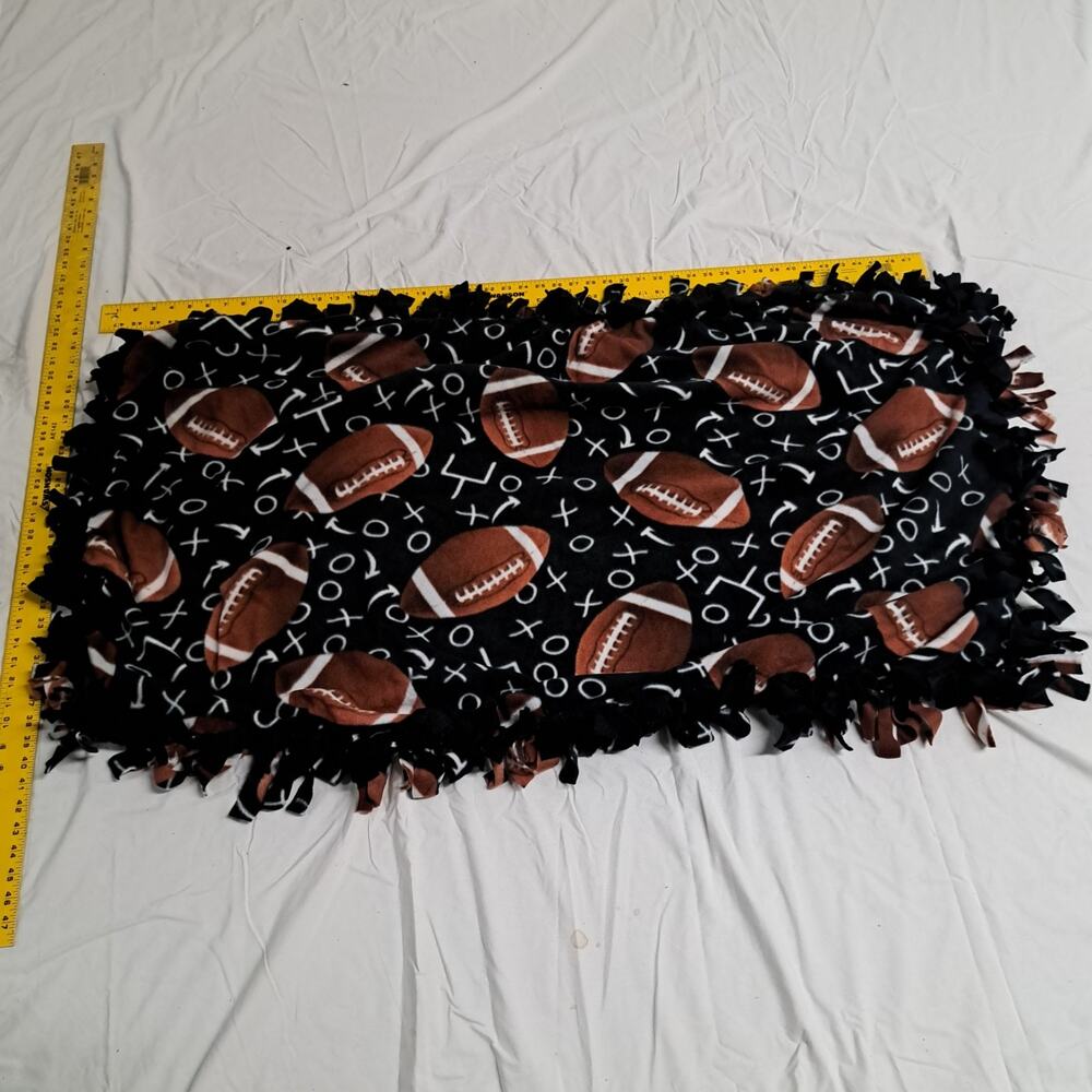 Handmade Dbl Fleece Tie Blanket Baby Crib Stroller Car Seat Footballs Goal Post